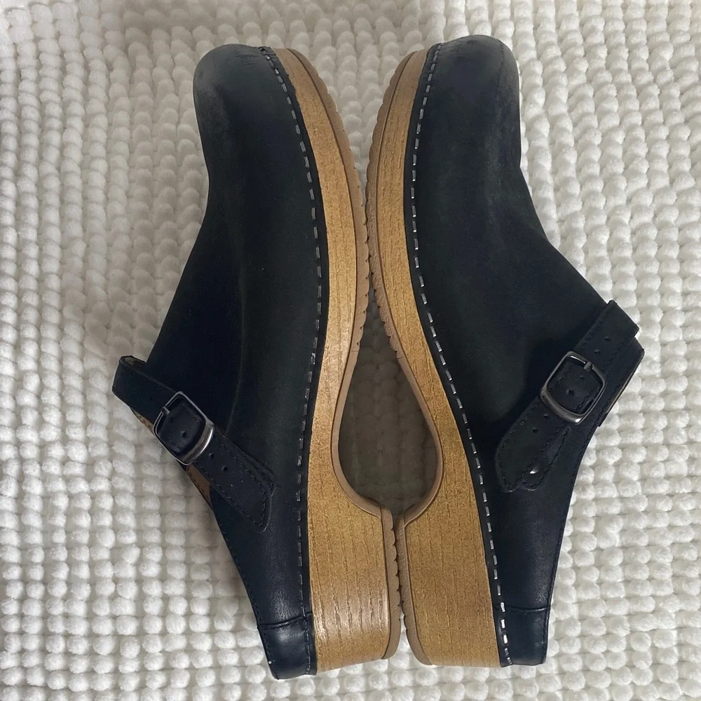 Dansko Black Suede Mules with Side Buckle - Picture 6 of 8